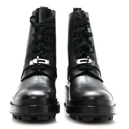 Hermes Glossed Calfskin Funk Ankle Boots 38.5 Black 3 of 9