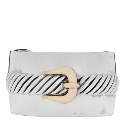 David Yurman Sterling Silver 18K Yellow Gold Wide Buckle Cuff Bracelet 1 of 3