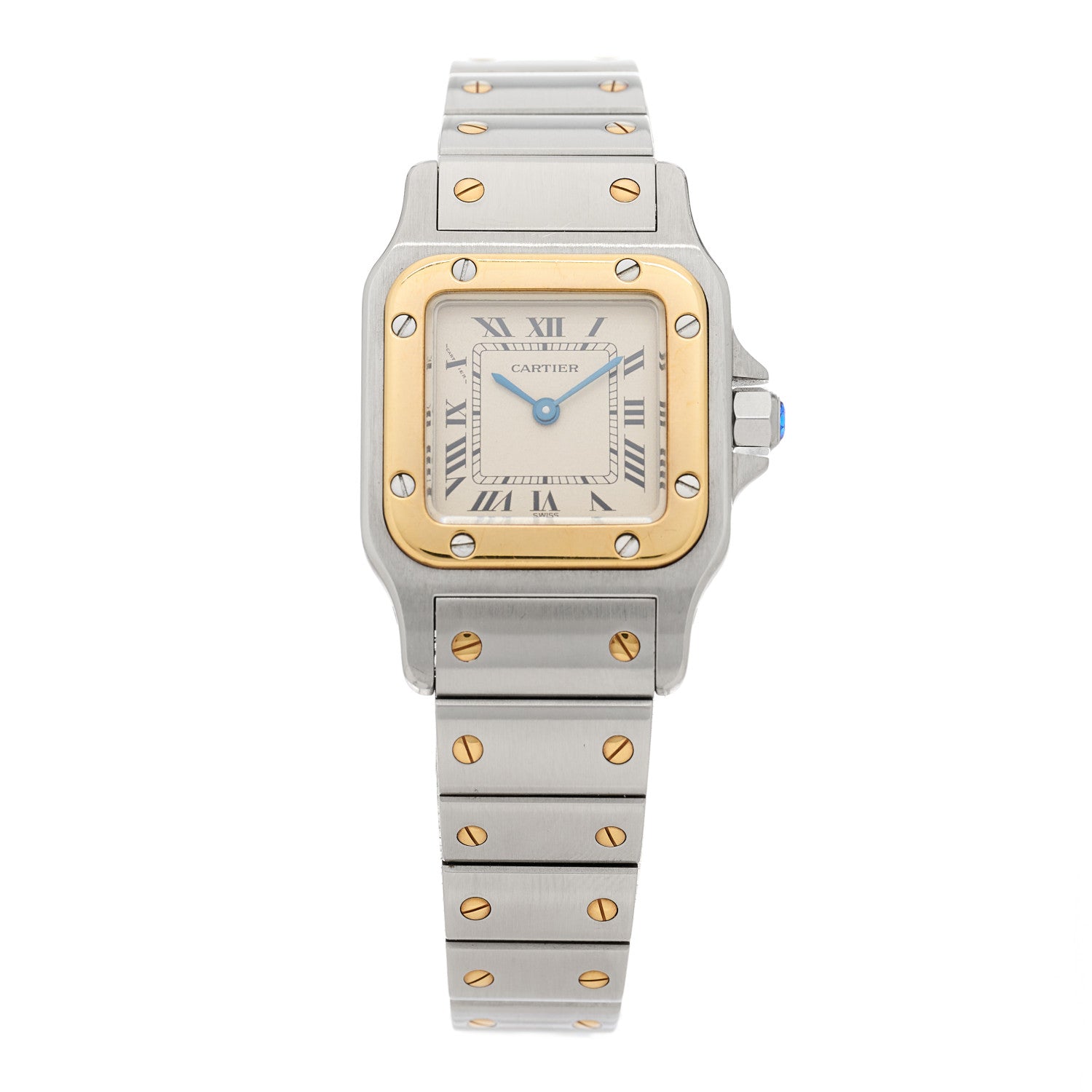 Cartier Stainless Steel 18K Yellow Gold 24mm Santos De Cartier Galbee Quartz Watch 1 of 4