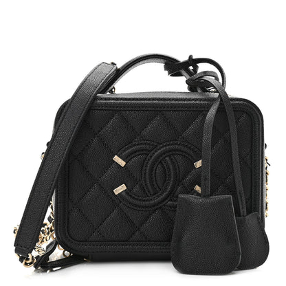 Chanel Caviar Quilted Small CC Filigree Vanity Case Black 1 of 11