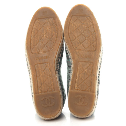 Chanel Toile Sequin CC Espadrilles 40 Green 6 of 10