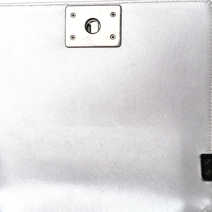Chanel Metallic Calfskin Quilted Small Boy Flap Silver 12 of 17