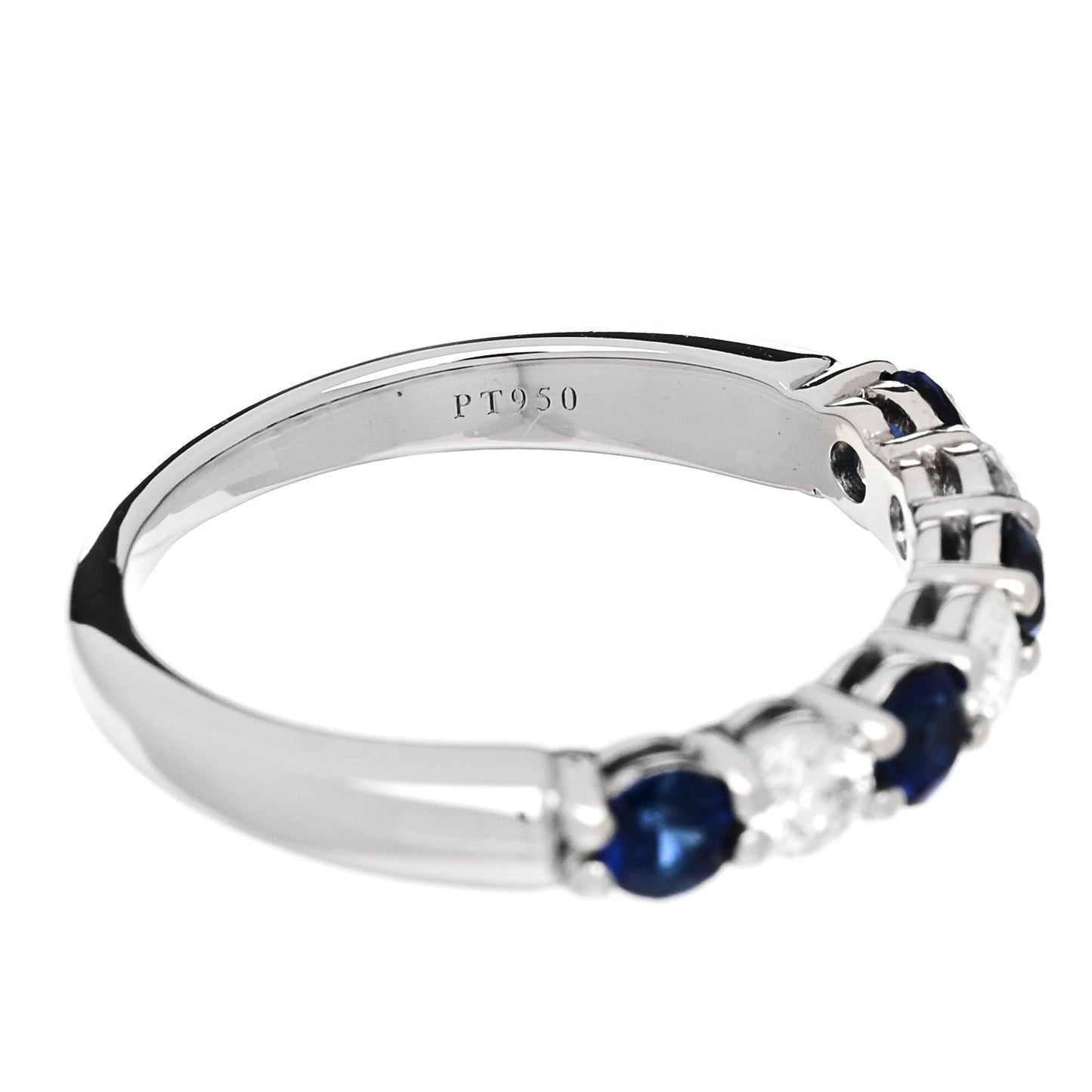 Platinum Diamond Blue Sapphire Embrace Half Circle Ring 48 4.5