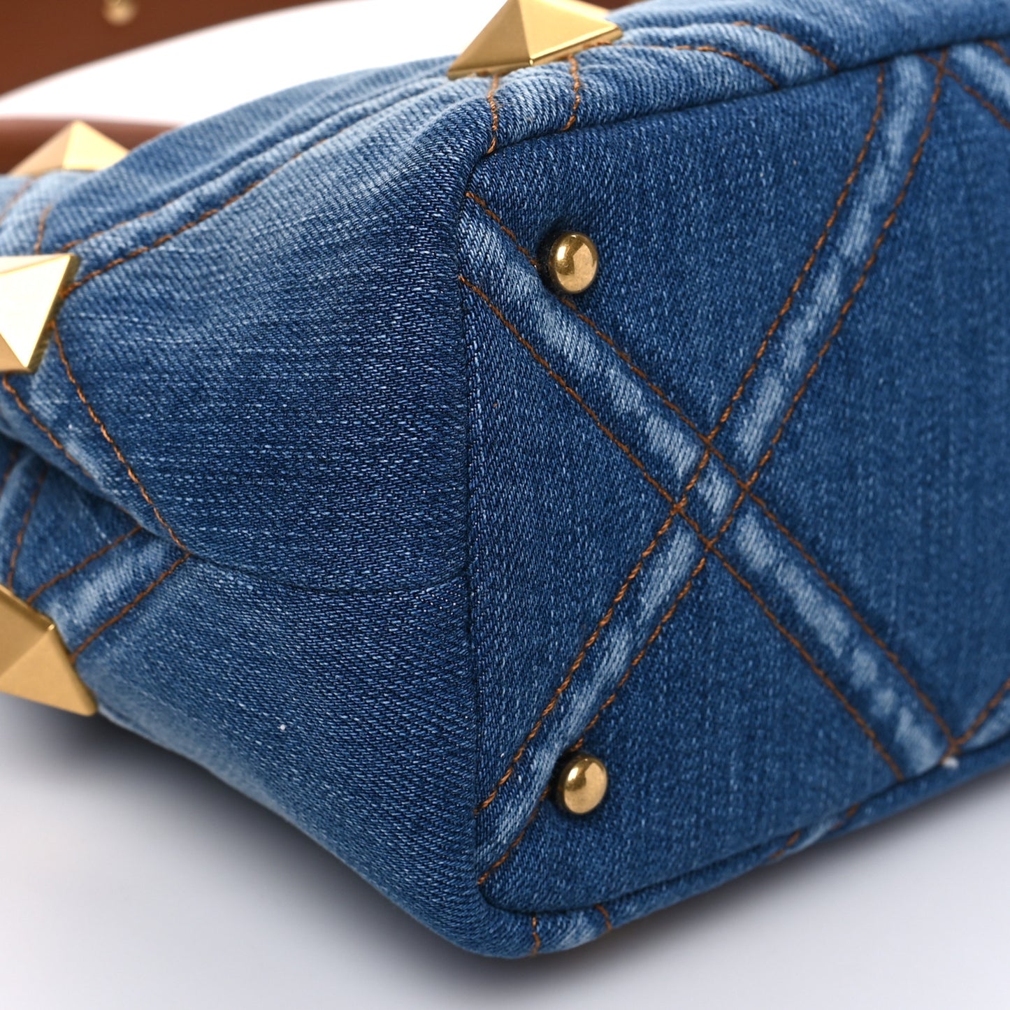 Denim Small Roman Stud The Handle Bag Light Denim Selleria