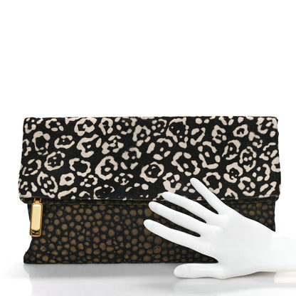 Fendi Calf Hair Stingray Leopard Print Chameleon Foldover Clutch Multicolor 2 of 10