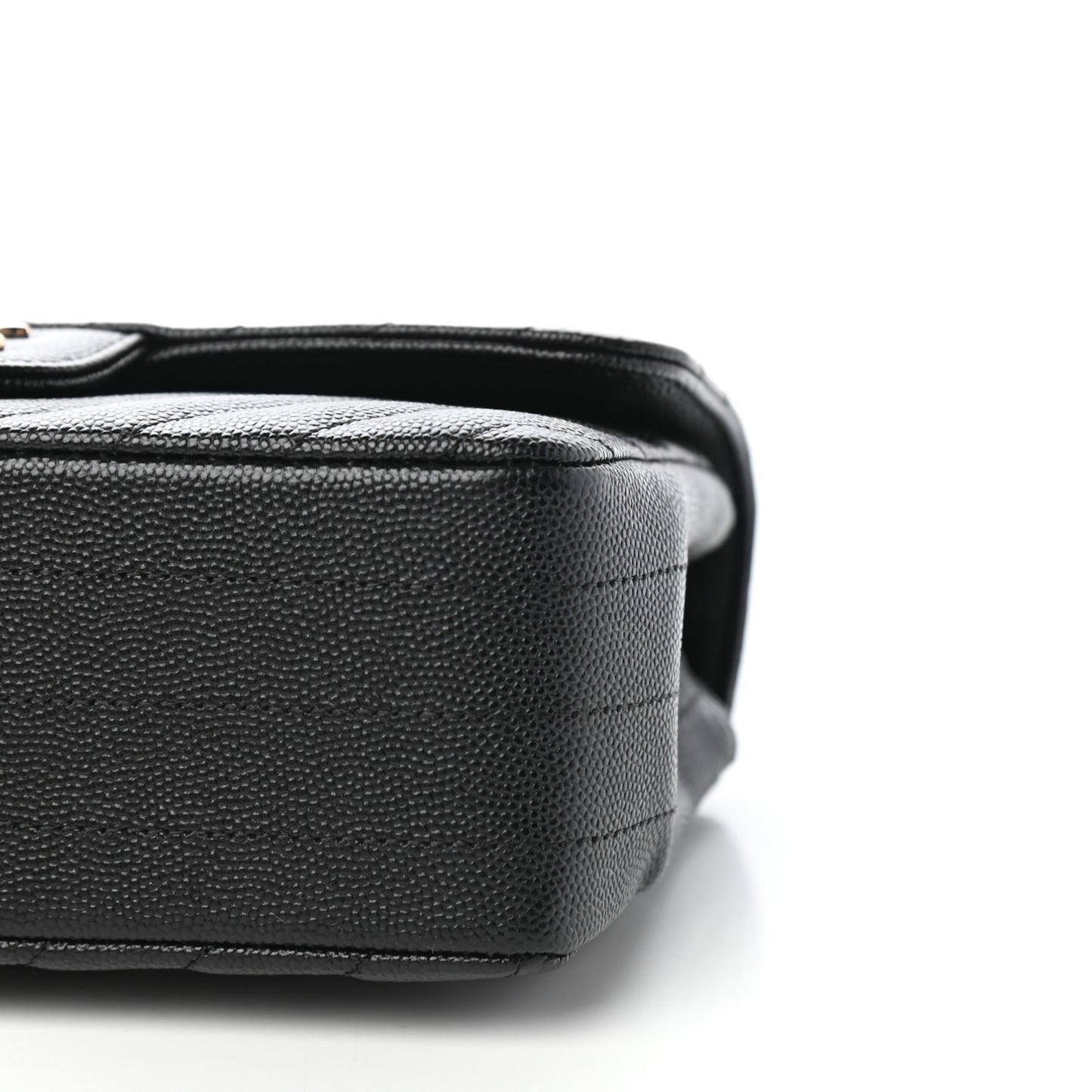 Caviar Chevron Quilted Mini Rectangular Flap Black