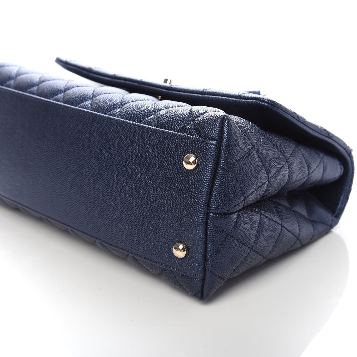 Chanel Iridescent Caviar Quilted Small Coco Handle Flap Dark Blue 9 of 10