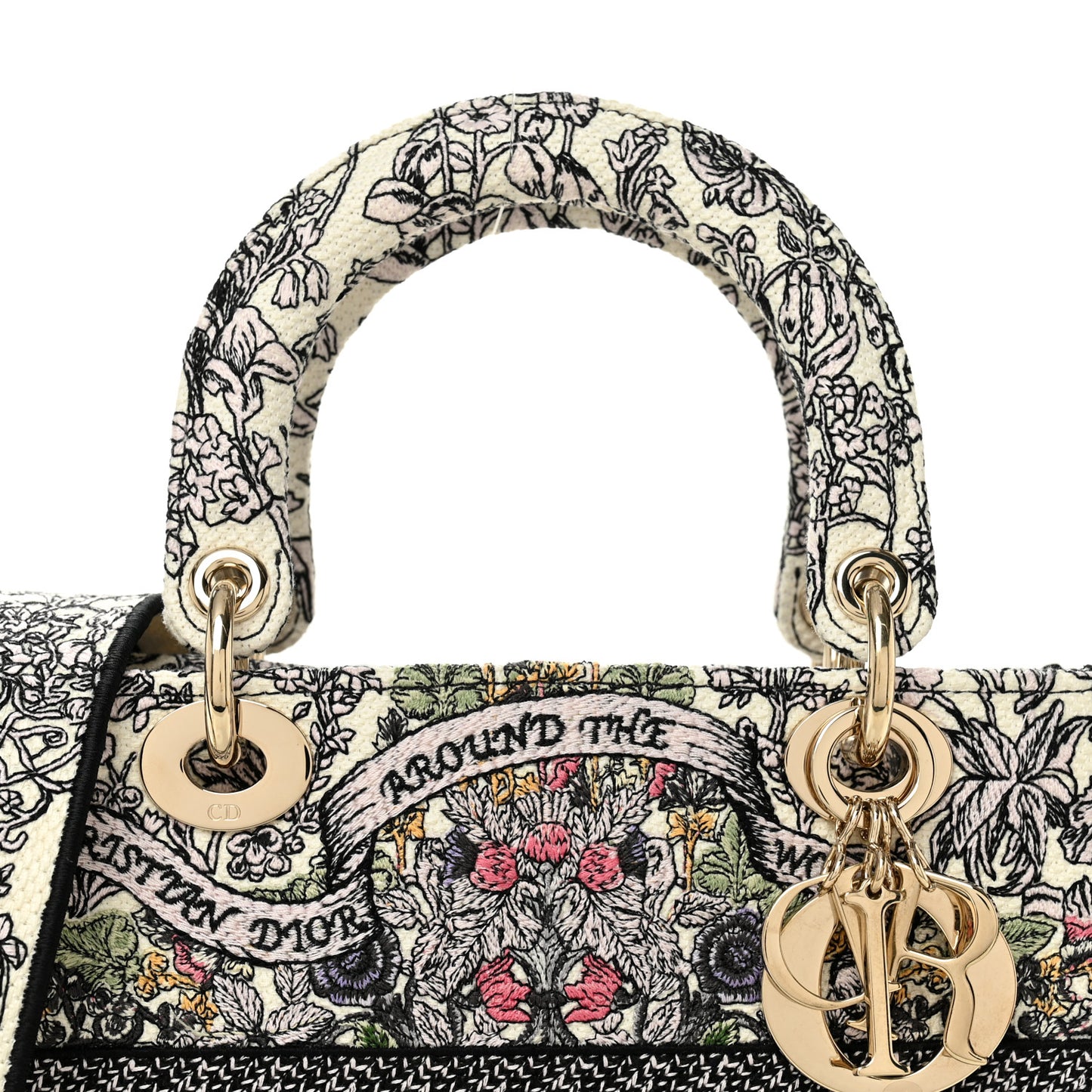Canvas Around the World Embroidered Medium Lady D-Lite White Multicolor