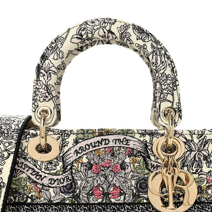 Christian Dior Canvas Around the World Embroidered Medium Lady D-Lite White Multicolor 8 of 10
