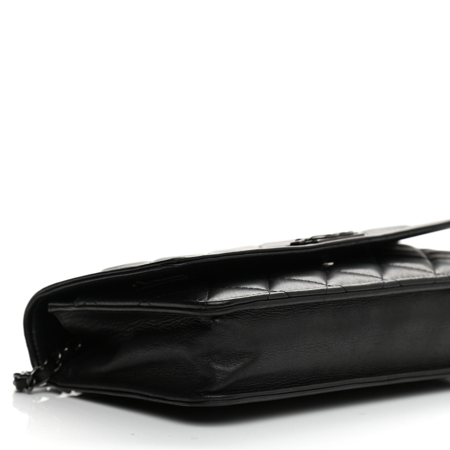 Calfskin Quilted Boy Wallet On Chain WOC Black