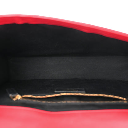 Saint Laurent Smooth Calfskin Matelasse Chevron Large Monogram Satchel Lipstick Red 5 of 13