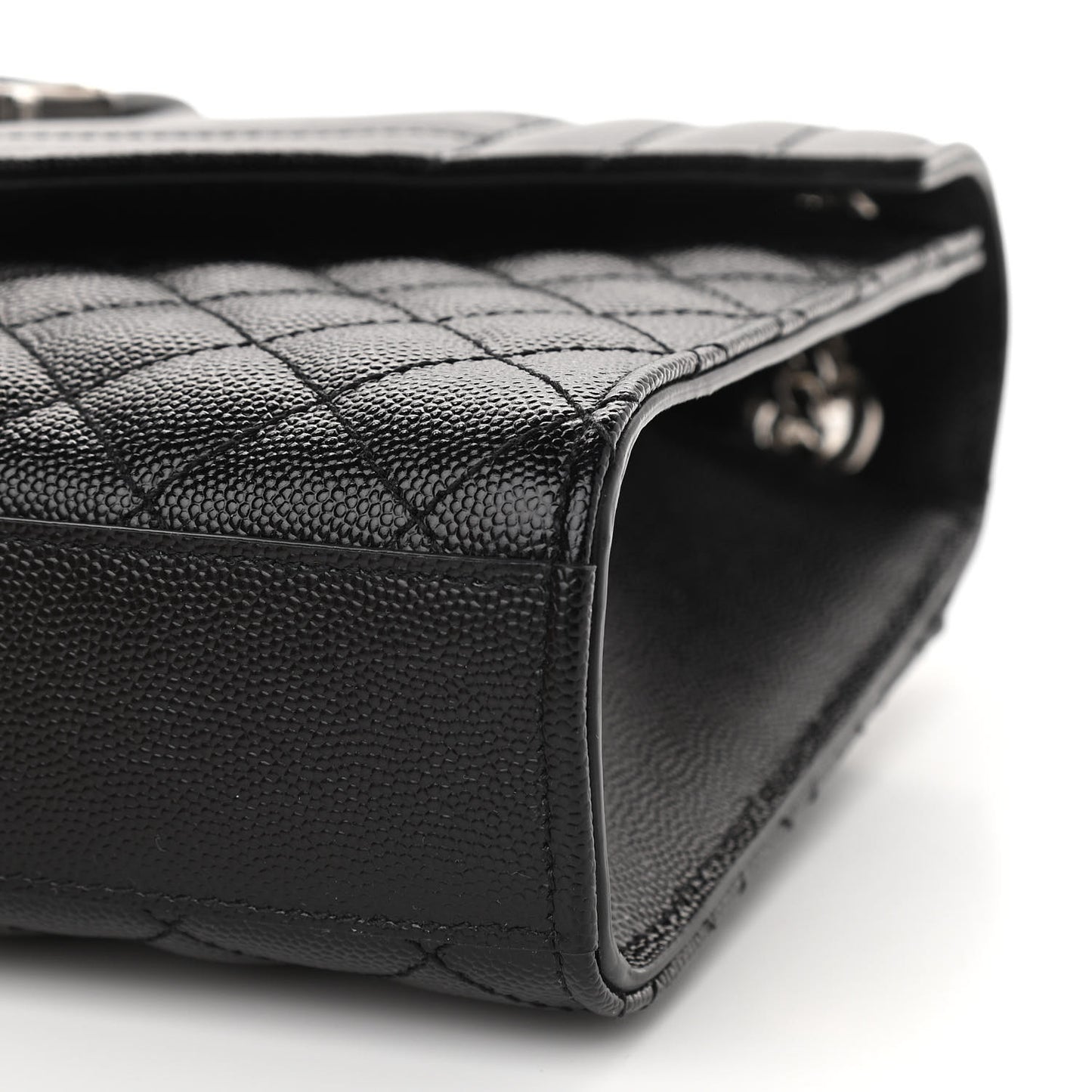 Grain De Poudre Textured Mixed Matelasse Triquilt Medium Monogram Satchel Black