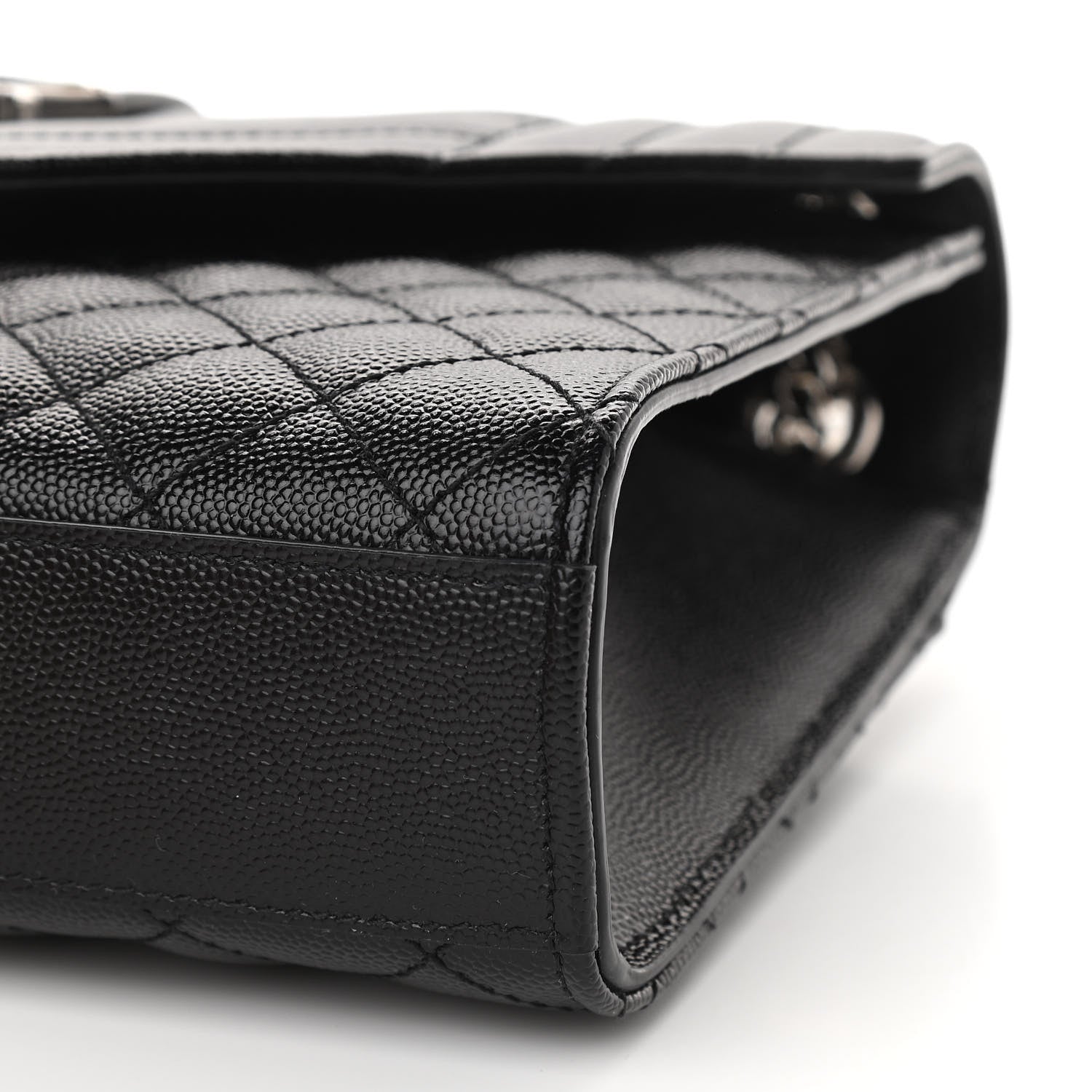 Saint Laurent Grain De Poudre Textured Mixed Matelasse Triquilt Medium Monogram Satchel Black 10 of 11