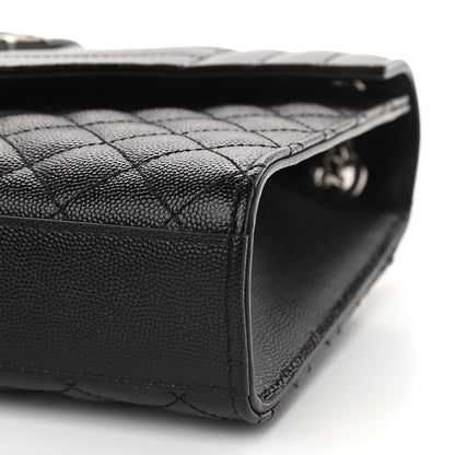 Saint Laurent Grain De Poudre Textured Mixed Matelasse Triquilt Medium Monogram Satchel Black 10 of 11