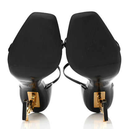 Saint Laurent Patent Calfskin Opyum 110 Sandals 38.5 Black Gold 5 of 10
