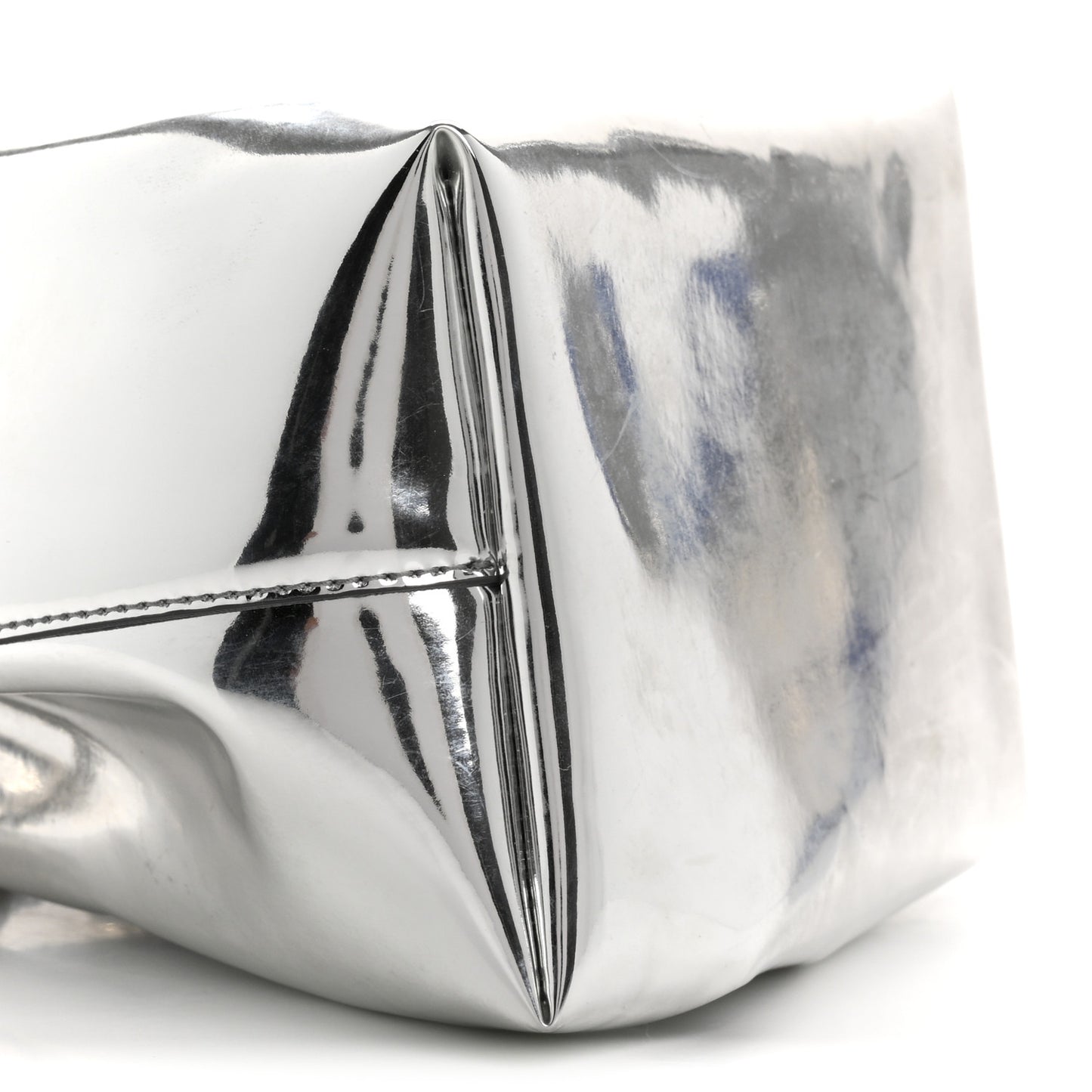Metallic Patent Bon Bon Bag Silver