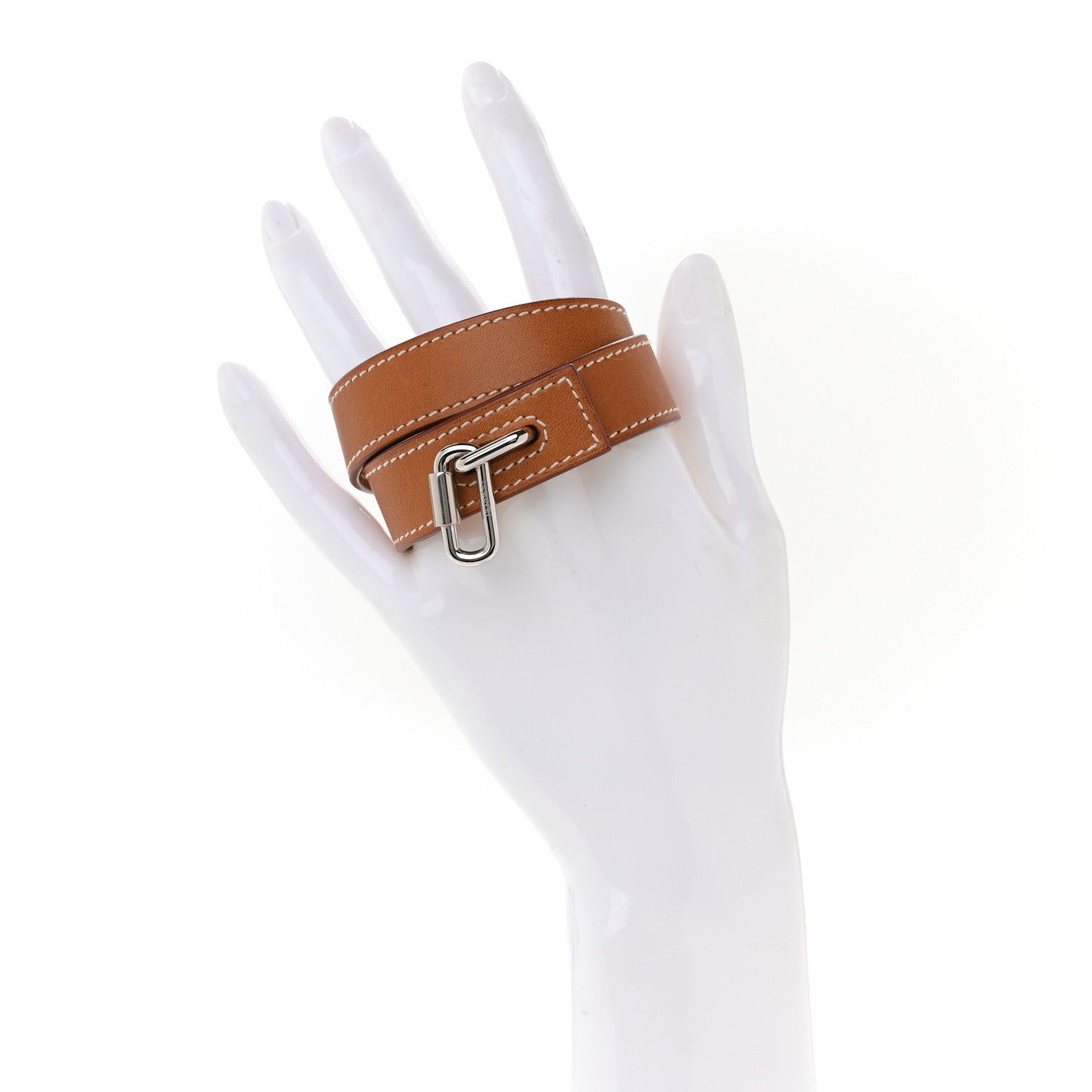 Hermes Barenia Curiosite Double Wrap Bracelet T2 Fauve 2 of 7