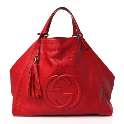 Gucci Pebbled Calfskin Large Soho Shoulder Bag Red 1 of 13