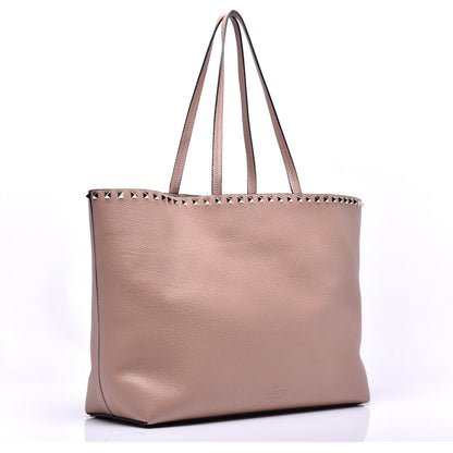 Valentino Garavani Grained Calfskin Rockstud Shoulder Tote Rose Cannelle 3 of 8