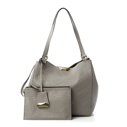 Burberry Signature Grain Check Embossed Small Canterbury Tote Grey 1 of 9