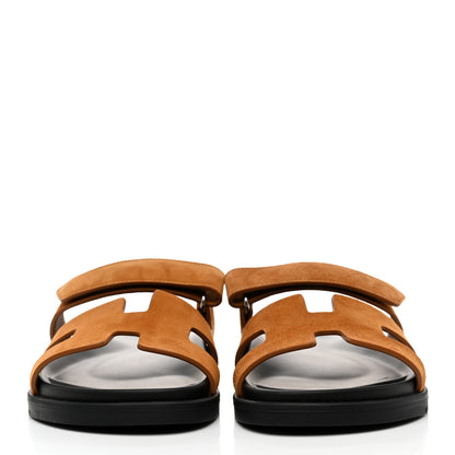 Hermes Suede Goatskin Womens Chypre Sandals 37 Naturel 2 of 9