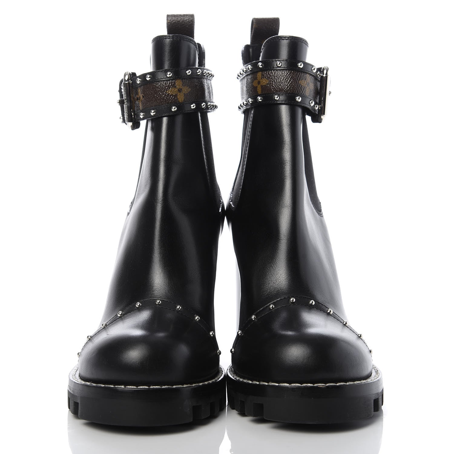 Louis Vuitton Calfskin Monogram Star Trail Chelsea Ankle Boots 41 Black 2 of 9