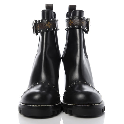 Louis Vuitton Calfskin Monogram Star Trail Chelsea Ankle Boots 41 Black 2 of 9