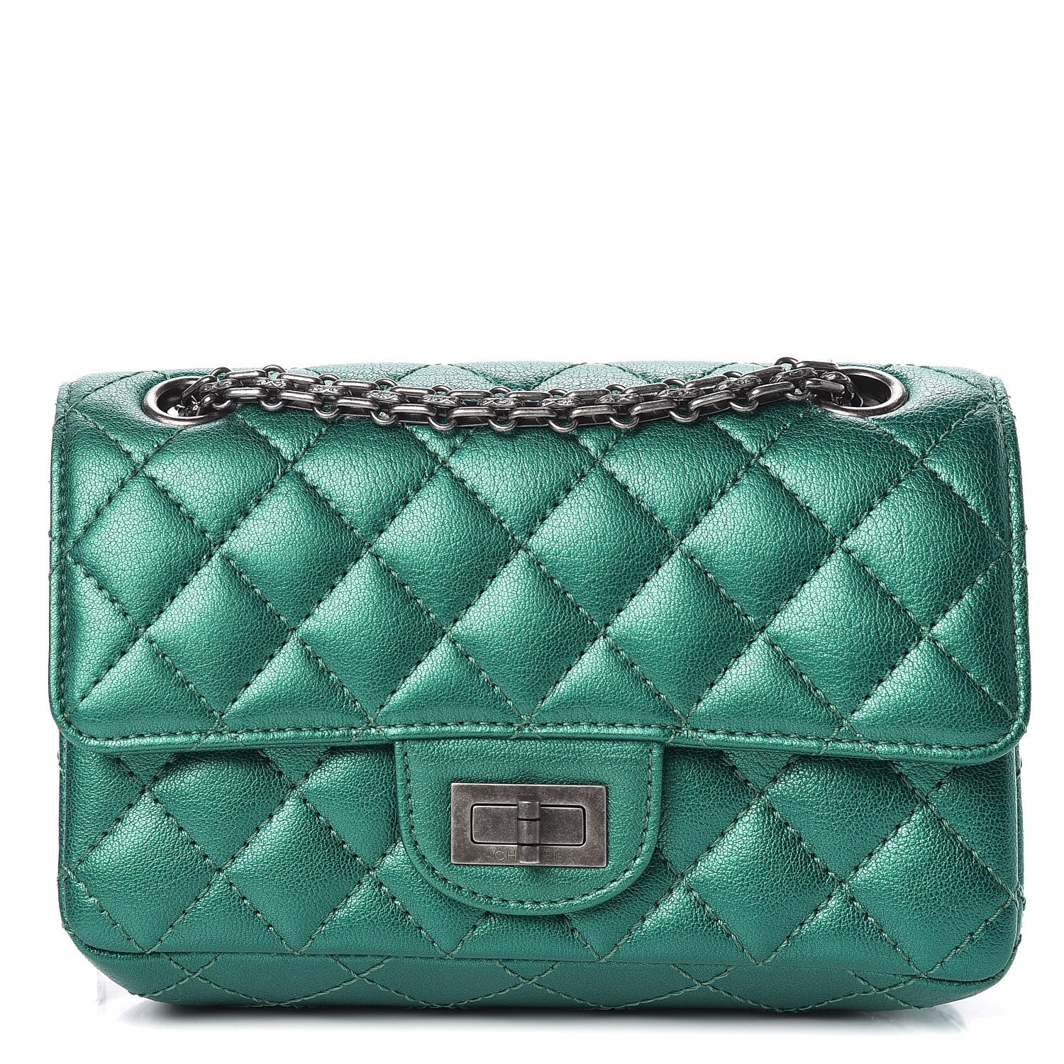 Chanel Metallic Sheepskin Quilted 2.55 Reissue Mini Flap Green 1 of 11