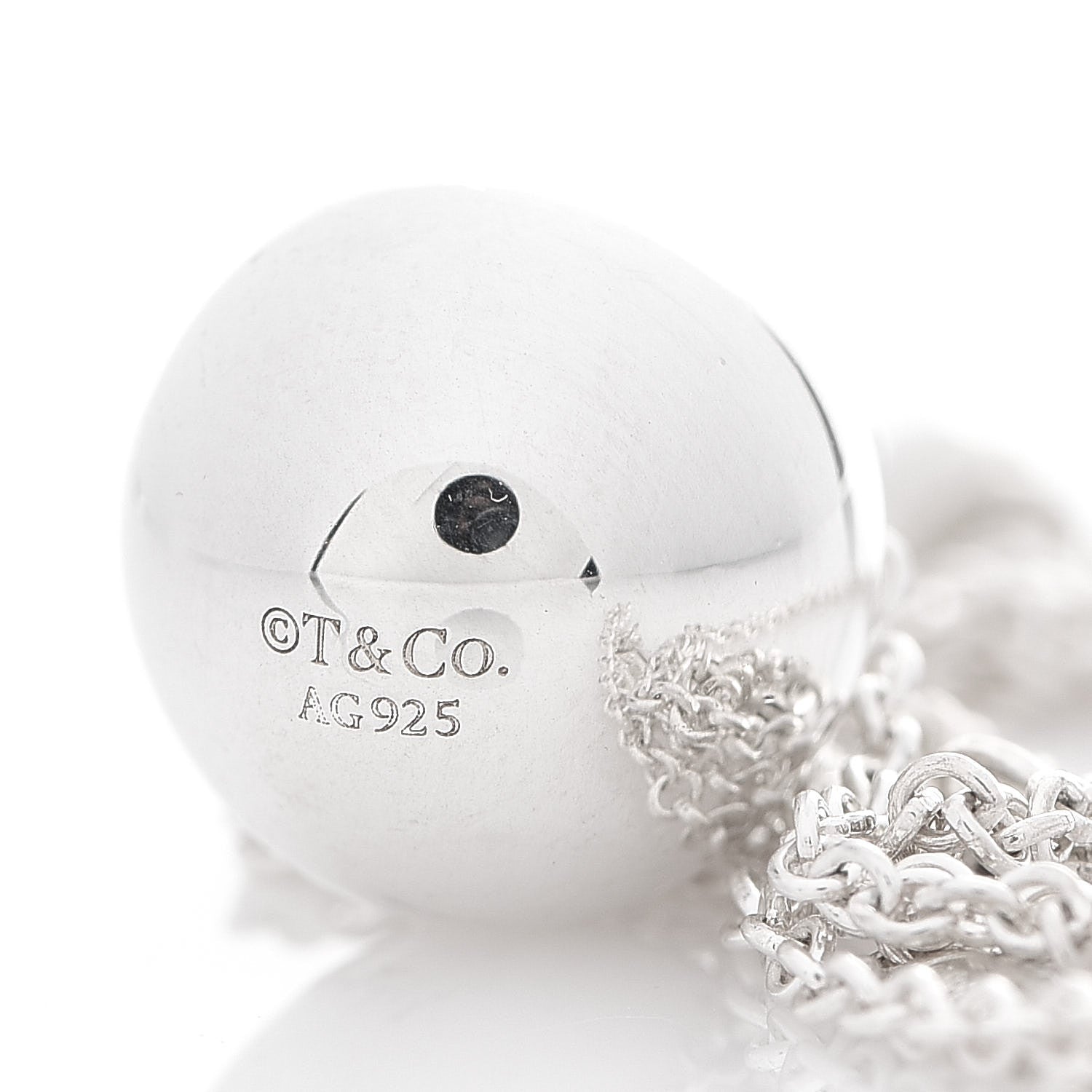 Tiffany Sterling Silver 12.75mm HardWear Ball Pendant Necklace 4 of 4