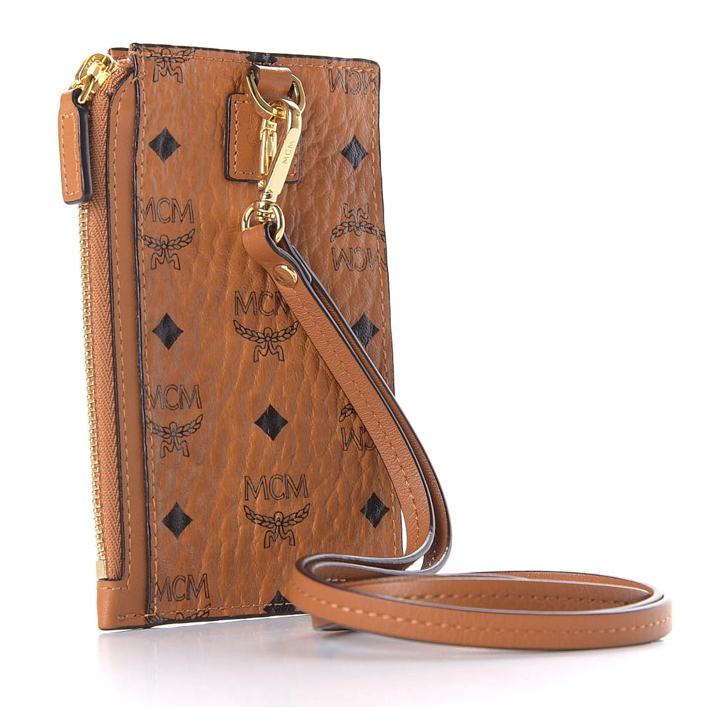 Visetos Neck Strap Card Case Holder Cognac