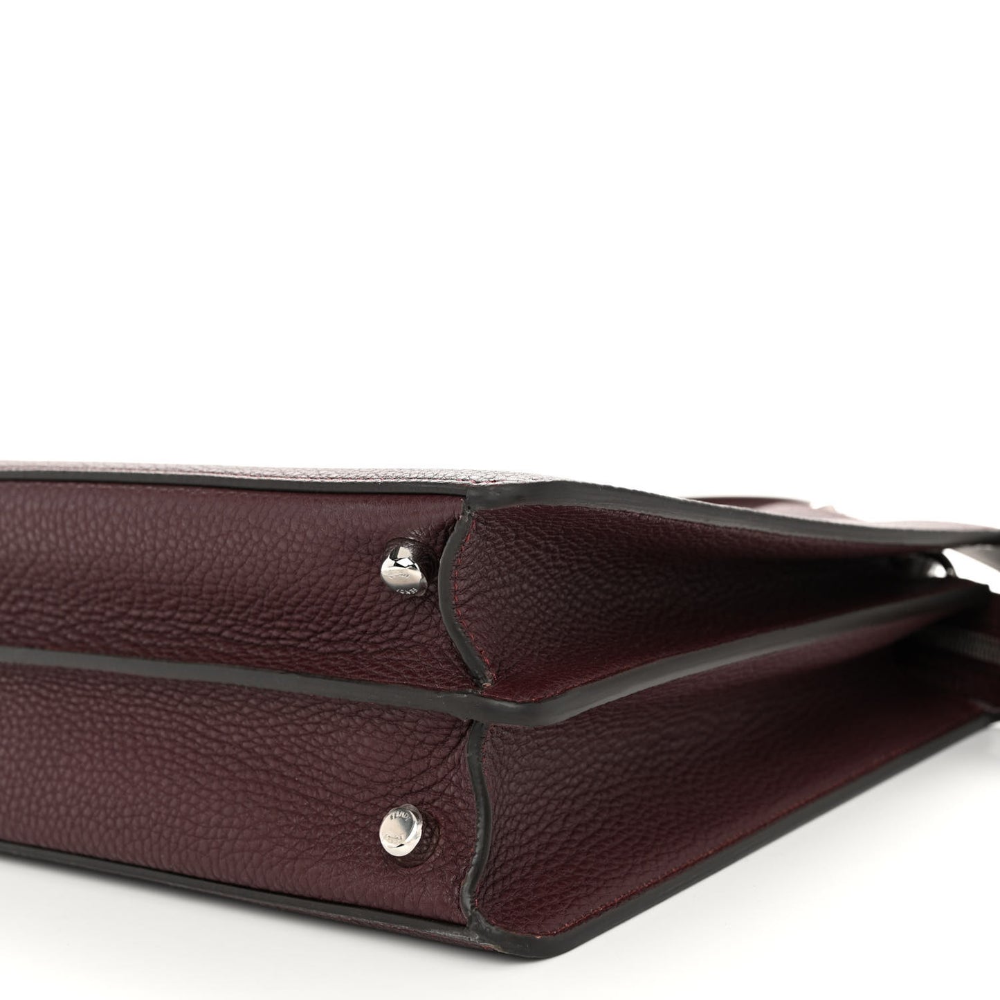 Cuoio Romano Vitello Cover Glazed Fabric Bi-Color FF 1974 Medium Peekaboo I SEE U Satchel Granada Tartufo Burgundy Tobacco Moro