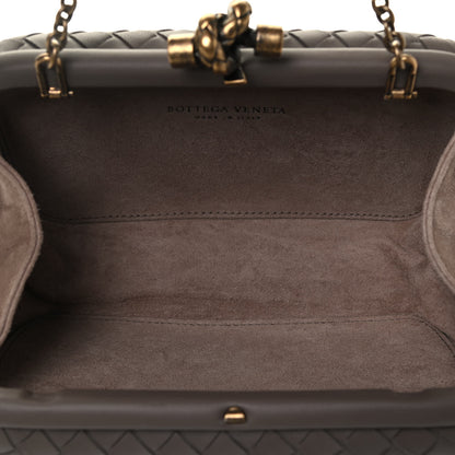 Bottega Veneta Nappa Intrecciato Chain Knot Clutch New Steel 4 of 4