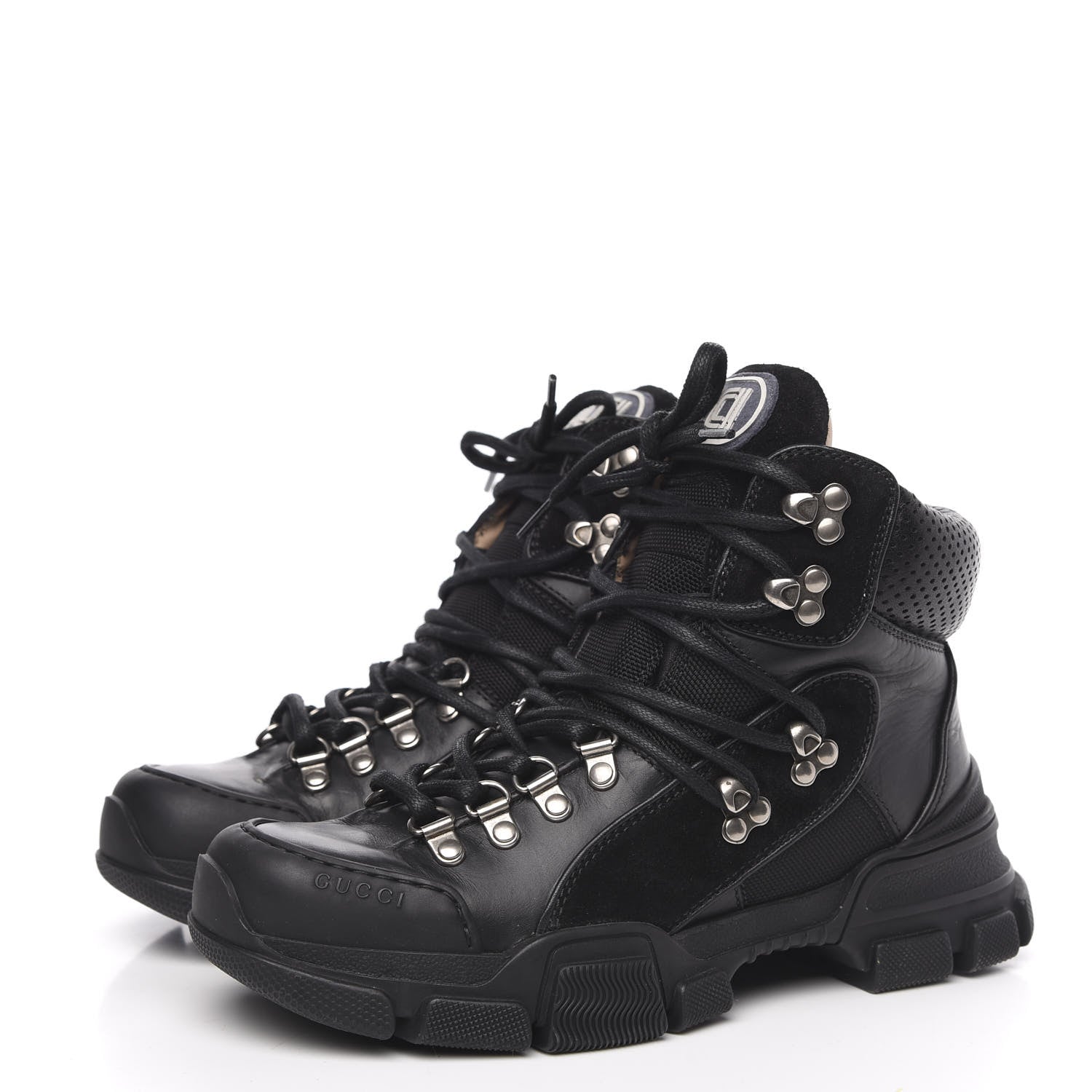 Gucci X SEGA Calfskin Suede Technical Canvas Womens Flashtrek High-Top Sneakers 37 Black 3 of 10