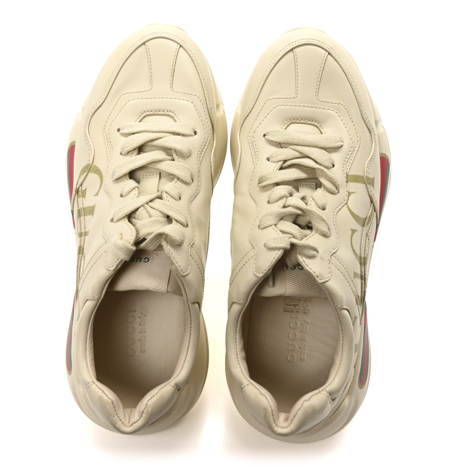 Gucci Calfskin Logo Womens Rhyton Sneakers 38 Ivory 2 of 8