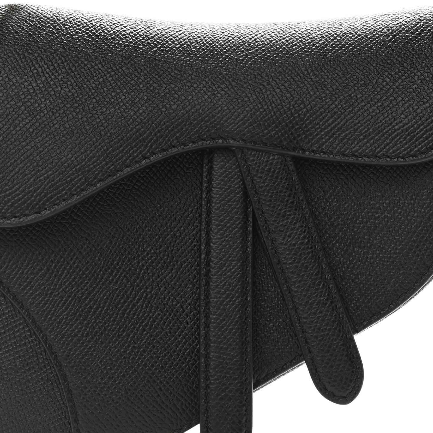 Grained Calfskin Mini Saddle Bag Black