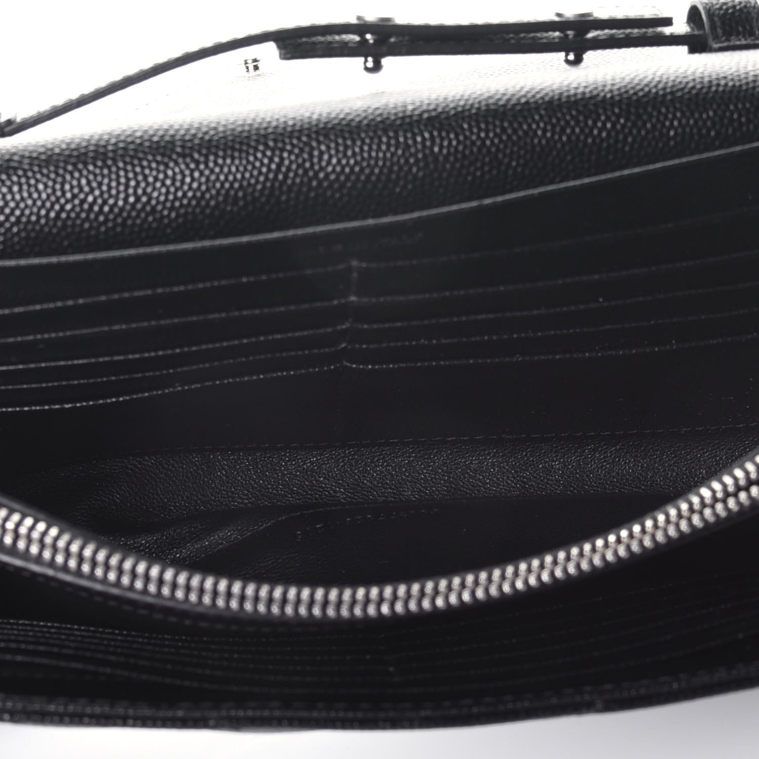 Saint Laurent Grain De Poudre Matelasse Chevron Monogram Chain Wallet Black 5 of 8