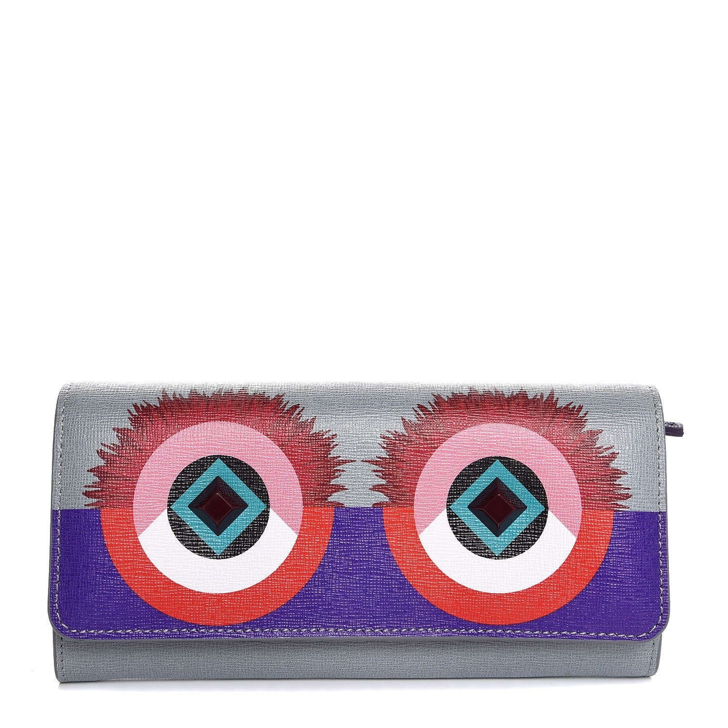 Fendi Vitello Elite Studded Hypnoteyes Continental Wallet Polvere Multicolor 1 of 8