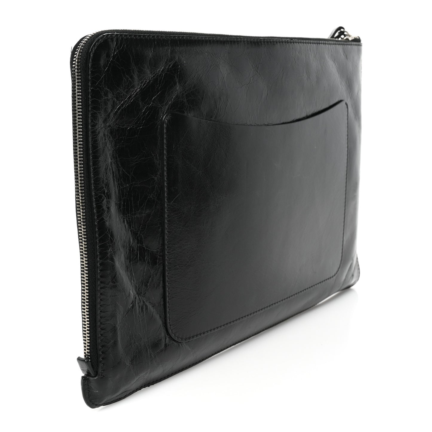 Calfskin Large Feministe Maize Feminine Pouch Clutch Black