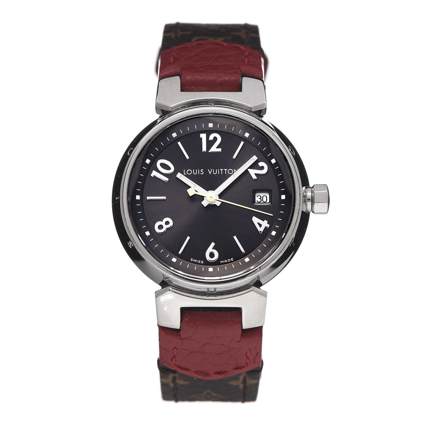 Stainless Steel Monogram 28mm Tambour Quartz Watch Brown