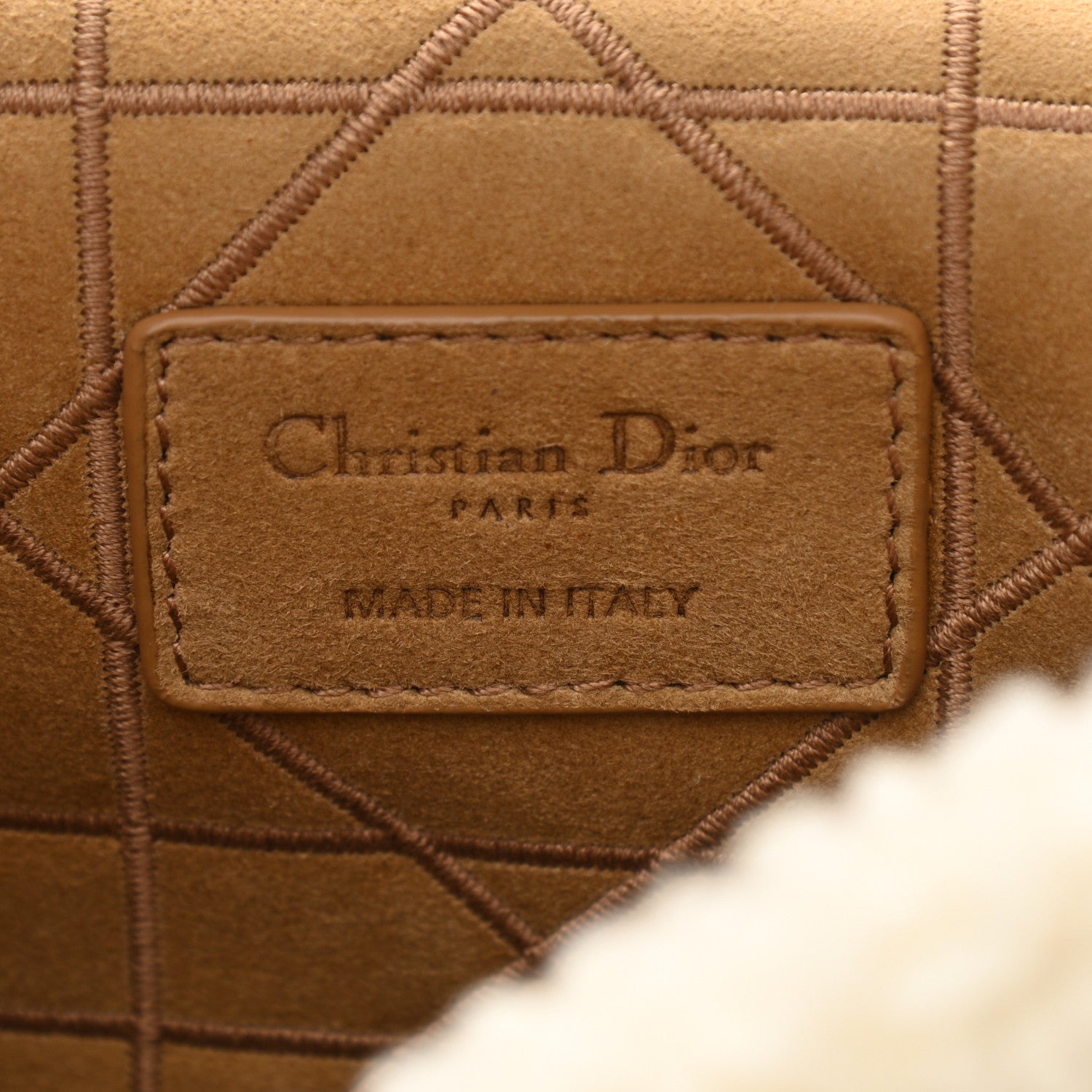 Christian Dior Shearling Cannage Medium Caro Bag Natural 6 of 9