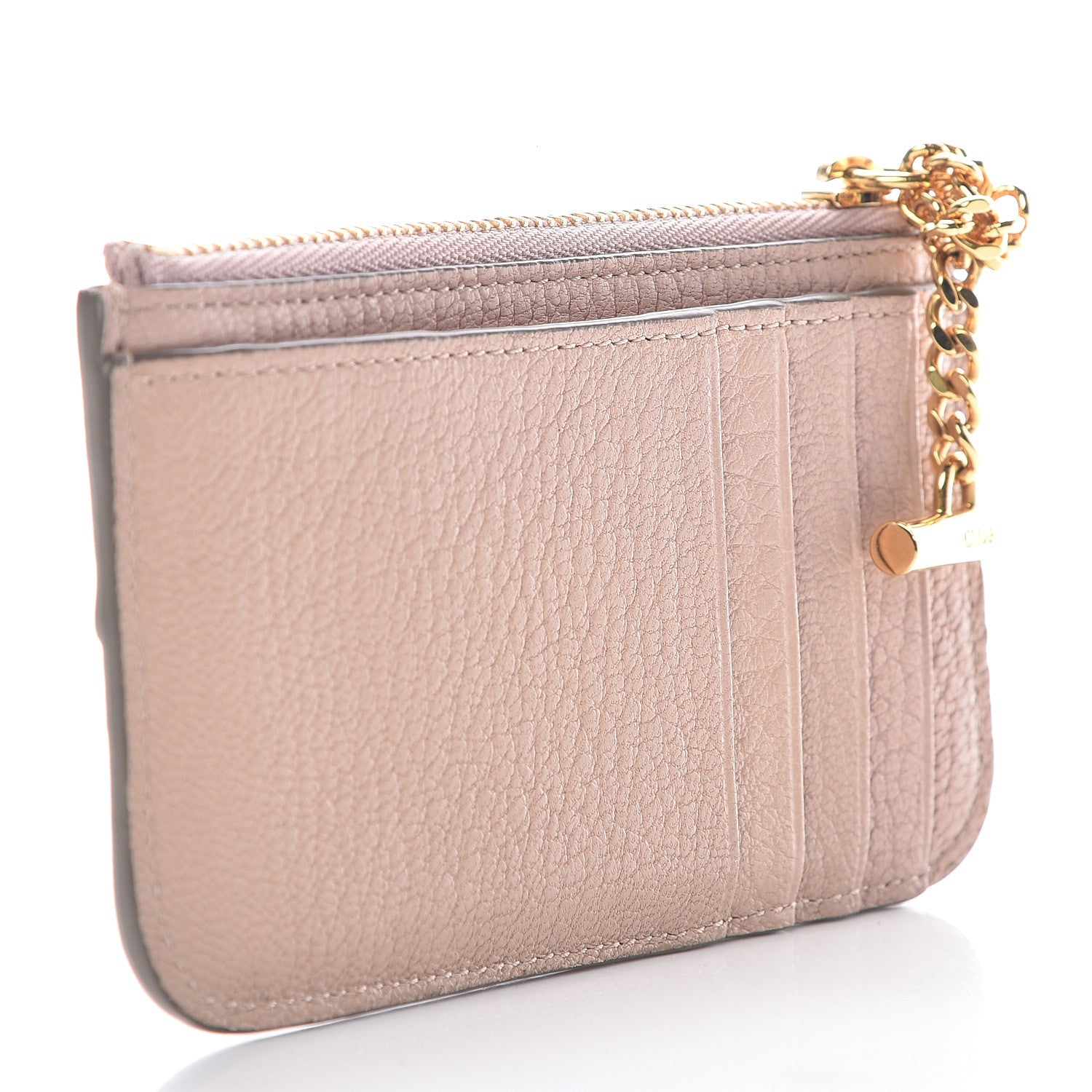Chloe Grained Calfskin Drew Card Holder Cement Pink 3 of 8