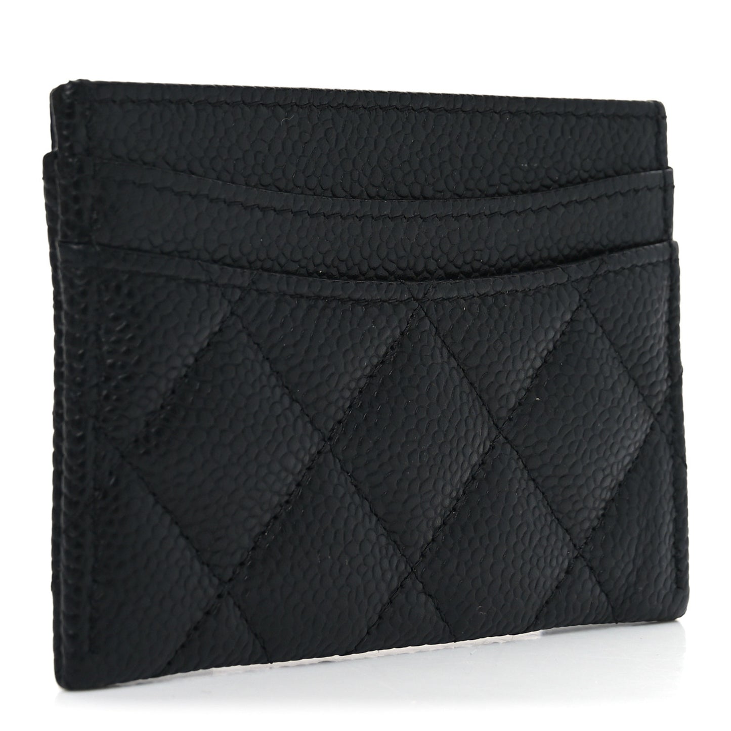 Caviar Quilted Card Holder Black
