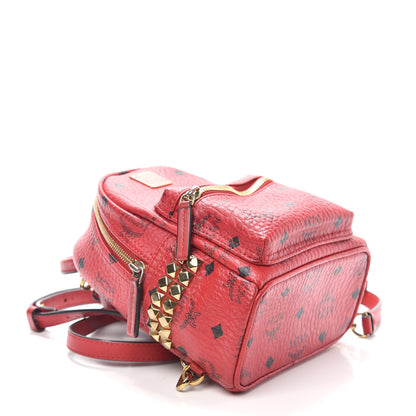 MCM Visetos Side Stud X-Mini Stark Bebe Boo Backpack Ruby Red 4 of 8