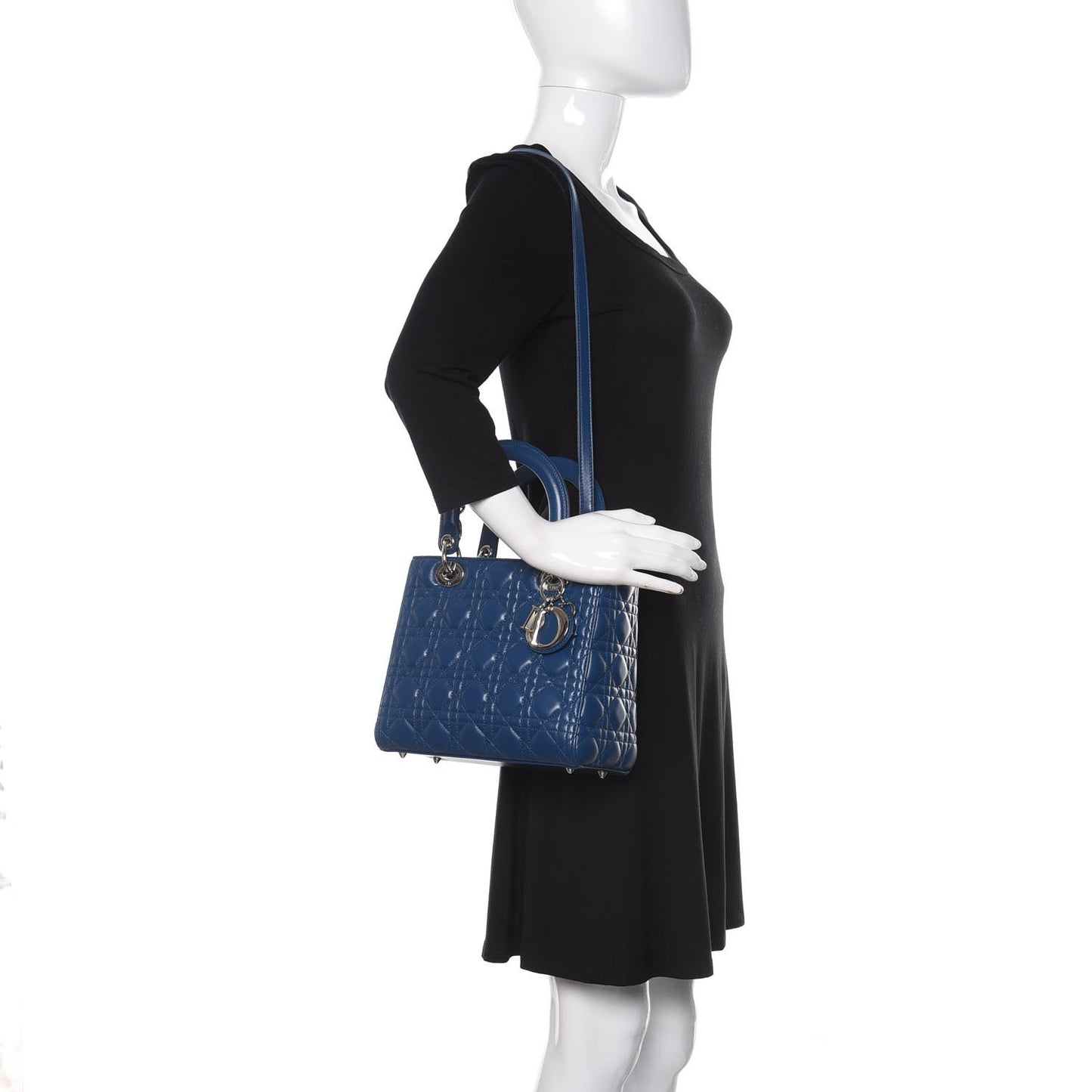 Lambskin Cannage Medium Lady Dior Blue