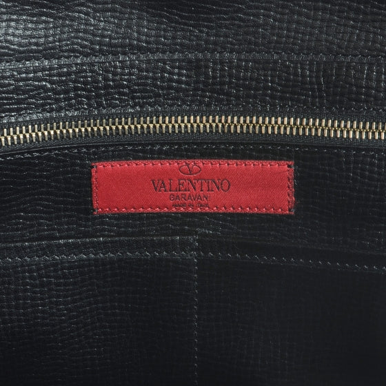 Valentino Garavani Textured Calfskin Medium Rockstud Tote Black 5 of 9