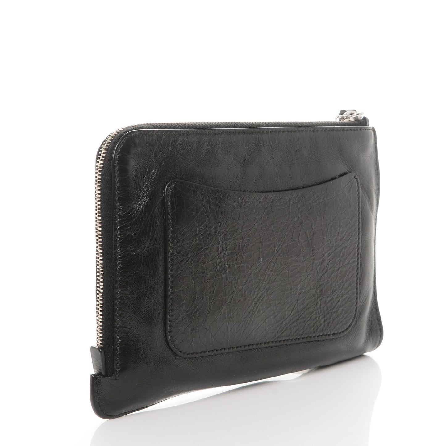 Calfskin Small Feminine Pouch Clutch Black