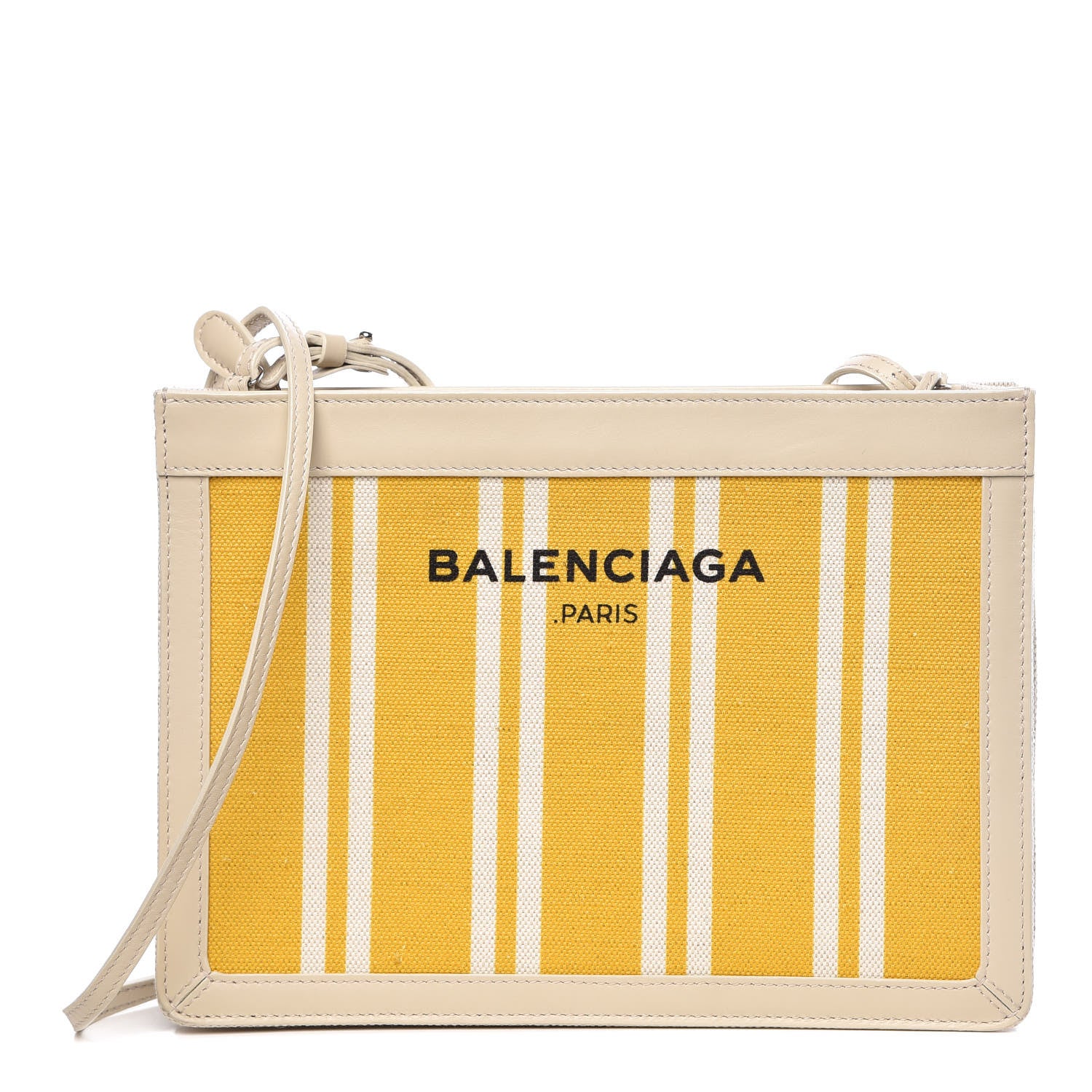 Balenciaga Cotton Canvas Striped Pochette Crossbody Bag Yellow 1 of 14