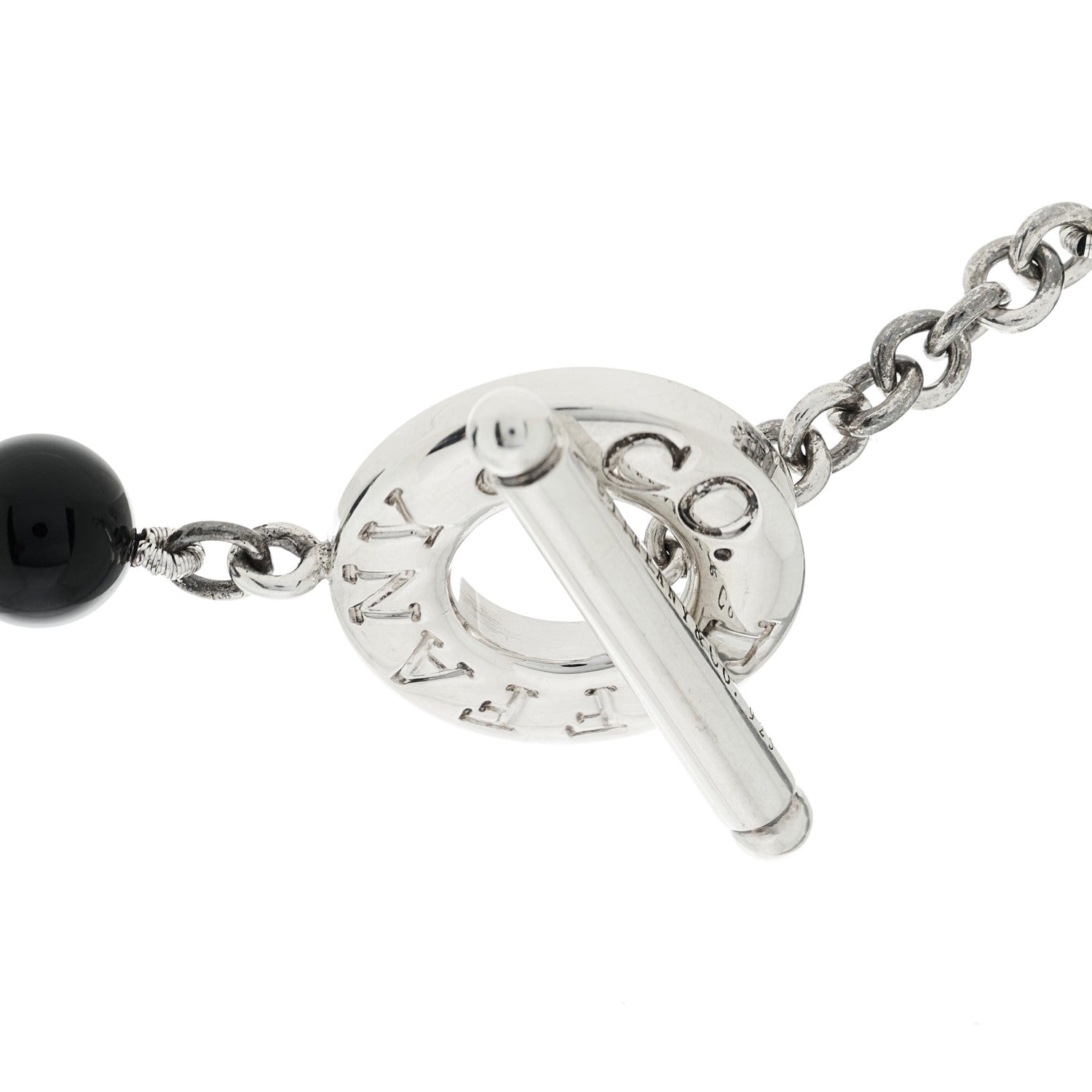 Tiffany Sterling Silver Black Onyx Bead Toggle Necklace 4 of 6