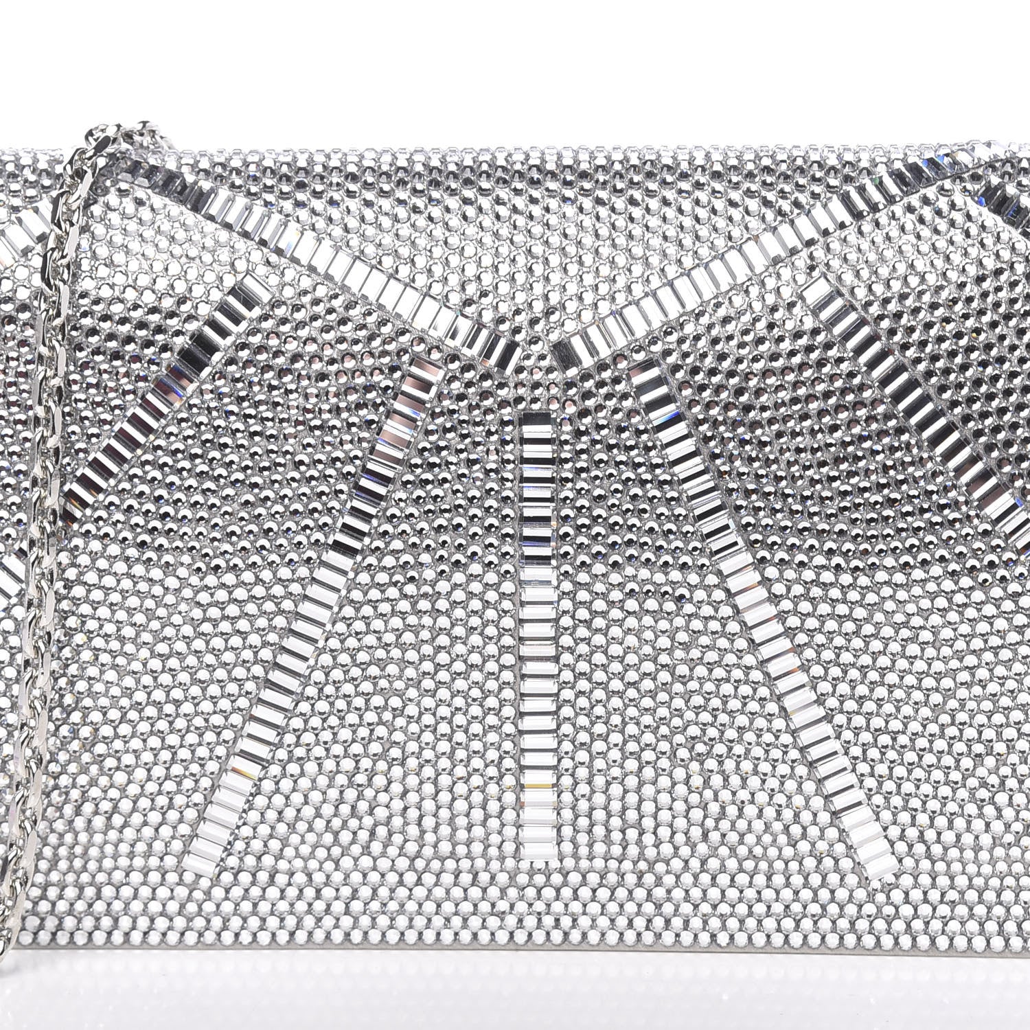 Judith Leiber Swarovski Crystal Satin Minaudiere Clutch Silver 10 of 12