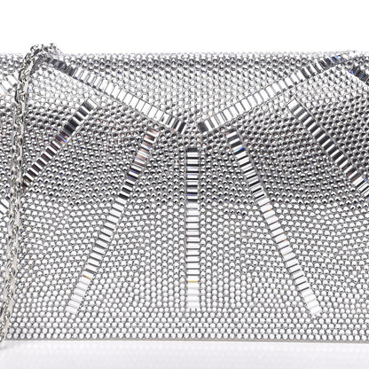 Judith Leiber Swarovski Crystal Satin Minaudiere Clutch Silver 10 of 12